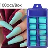 Fałszywe paznokcie 100pcs Fake Paznokcie przedłużanie paznokci Acryl Pełne pokrycie Solidny kolor Faux Tip Naciśnij narzędzia manicure palców#td56-