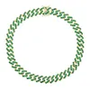 Fashion 5a Zircon Round Crystal cz paved tennis cuban Choker Necklace for Women Females Green Color CZ hip hop Jewelry Gifts X05092676