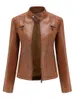 Veste en cuir pour femmes 2023 automne hiver fausse veste femmes mode moto Biker manteau dames vestes à glissière 3XL surdimensionné vêtements d'extérieur décontractés