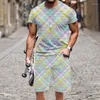 Survêtements pour hommes T-shirt Shorts Set Stripe Série Motif Hip-Hop Manches courtes Sportswear O Cou Outfit Luxe Mode Printemps Automne