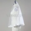 Véus de noiva branco/marfim redondo 1 camada véu para noiva casamento renda borda requintado elegante blush acessórios gaiola