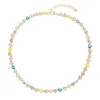 Slovehoony Изящное латунное ожерелье с позолотой 18 карат, разноцветное радужное циркониевое эмалированное ожерелье в форме сердца для девочек
