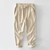 Pantaloni da uomo Giappone cotone lino pantaloni lunghi casual vestibilità ampia traspirante coulisse vita elastica spiaggia taglie forti 4XL