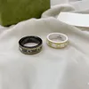 18k Gold Ring Stones Fashion Simple Letter Rings for Woman Couple Quality Ceramic Material Fashions Jewelry Supply287j