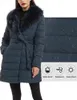 Trenchs de femmes Manteaux Giolshon Long Faux Cuir Puffer Jacket Femmes Bubble Rembourrage Manteau Collier de fourrure détachable Down Vêtements d'extérieur imperméables