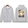 Herrtröjor anime blå lås yaguchi yatora grafisk tryckt hooded överdimensionerad hoodie män kvinnor tröjor med blixtlås vinter varm pullover