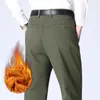Мужские брюки зимние деловые флисовые повседневные прямые тонкие теплые плюшевые брюки мужские цвета хаки военный зеленый черный серый