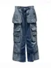 Dżinsy damskie vintage gradient wiele kieszeni Design Design For Women Tase Single Button Denim Spodnie 2023 Autumn 11xx5217