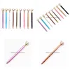 Penne a sfera all'ingrosso Big Carat Diamond Crystal Pen Gemma Anello a sfera Matrimonio Ufficio Metal Roller Ball Oro rosa Sier Pink Office Dhqjb