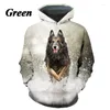 Mannen Hoodies 2023 Fashion Casual Duitse Herder Dier Hond 3D Afdrukken Ronde Hals Hoodie Tops T-shirt Paar