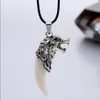 Hommes Antique argent Tribal Stark loup croc dent pendentif collier Vintage loup dent Dragon alliage pendentif collier 2668