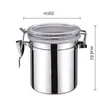 Stainless Steel Sealed Canister Coffee Flour Sugar Container Holder Cans Pots Storage Bottles Jar Transparent Cover Gnnso