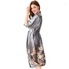 Mulheres sleepwear roupões de cetim para noivas casamento robe seda pijama casual roupão animal rayon longo camisola mulheres quimono xxxl