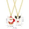 Pendant Necklaces 2 Pcs/Set Santa Claus And Christmas Reindeer Charms Necklace Xmas Festival Gift For Girls Kids Party Jewelry