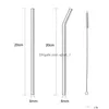 Drinking Straws Clear Glass St 2008Mm Reusable Straight Bent Sts Brush Eco Friendly For Smoothies Cocktails Drop Delivery Home Garde Dhxhc