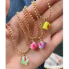 Pendant Necklaces 5Pcs/Lot Wholesales Tiny Personalized Necklace Cute Jewlery Enamel Tea Cup Charm