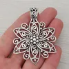 Pendant Necklaces 3 X Tibetan Silver Large Hollow Open Filigree Flower Charms Pendants For DIY Jewelry Making Findings 67x48mm