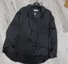 Damesoverhemd satijnen lint zwart-wit overhemd borstzak borduurwerk vest met lange mouwen overhemd herenoverhemdjas