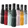 Umbrellas Automatic UV Rain Protection Umbrella Three Fold 8 10 Rib Folding Sun