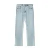 Jeans da uomo ASKYURSELF High Street Patch Splice Wash Do Old Edge Pantaloni svasati blu danneggiati per uomo Donna