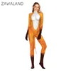 Tema Traje Zawaland Trajes de Halloween para Mulheres Animal 3D Impressão Zentai Pet Terno Sexy Slim Macacões Bodysuit Fancy Dress 231013