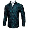 Barry Wang Teal Paisley Floral Silk Shirts 남자 가을 긴 소매 캐주얼 꽃 셔츠 남자 디자이너 핏 드레스 셔츠 bcy-05 201257a