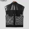 Men's Vests INCERUN 2023 Men Waistcoats Tassel Patchwork Lapel Sleeveless Button Casual Streetwear Fashion Male Thin S-5XL