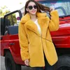 Cappotto in pelliccia da donna, bel colletto allentato, spesso, caldo, grande peluche femminile