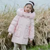 Piumino Ragazza Anatra Giubbotti 2023 Abbigliamento Moda Inverno Caldo 5-12 Bambini Dolcevita Cappotti Addensare Capispalla con cappuccio Tute da neve per bambini