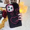 Coração amor genuíno coelho cabelo casos para iphone 15 plus 14 pro max 13 12 11 iphone15 macio tpu animal fofo pele bonito adorável celular capa traseira pele