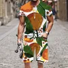 T-shirt dla mężczyzn szorty Set Set Spring Autumn Flowlants Wzór Plaży Hip-Hop Summer Sportswear 2023 Fashion Casual Street