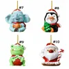 Acrylic Christmas Tree Decorations Pendants 8cm Santa Snowman Hanging Ornaments Christmas Gifts Q644