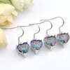 Luckyshine 5 Pair Holiday Gift 925 Silver Earring Rainbow Mystic Topaz Heart Earrings American Australia Zircon Wedding Earring Fr217m