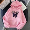 Women's Hoodies Casual Sweatshirt Gothic Punk Butterfly Print Fall Oversized Pullover Top Y2K Men Women Vintage Clothing