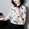Kadınlar Moda Baskı Bozları Tasarımcı Düğmesi Up Gömlek Uzun Kollu Sonbahar Kış Pist SATIN GRAFİK GRAFİK GRAFİKLER 2023 Ofis Bayanlar Kontrast Renk Üstleri Artı Boyut