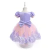 فساتين الفتاة FocusNorm 0-6y Princess Kids Kids Girl's Party Dress Short Puff Lace Tulle Mesh Tutu Dress مع Bowknot 231016