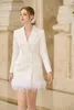 Blazer de styliste en plumes d'autruche pour femmes, veste longue de Style 1 pièce, robe formelle de soirée de mariage, de bal, sur mesure