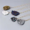 2020 New fashion Irregular Natural Stone Pendant Necklaces white gray rainbow Multi Spar Quartz druzy Crystals Necklace Jewelry302F