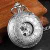 Pocket Watches Retro Top Chord Mechanical Watch Chain Men's Hollow Frame Black Steel Fashion Gift