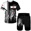 Herr t-skjortor mode rund hals t-shirt set templar riddare 3d tryckta shorts unisex street fritid sport kort ärm