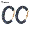 2021 NEWBUY Diseño clásico Moda Charm Pendientes de aro de cristal austriaco Geométrico Redondo Brillante Rhinestone Pendiente femenino Jewelry264O