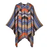 Schals Cape Poncho Mantel Frauen Mit Kapuze Imitieren Kaschmir Herbst und Winter Dame Streifen Druck Klimaanlage Zimmer Schal P2 231013