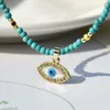 Pendentif Colliers Mode Devil's Eye Turquoise Perle Collier pour femmes Or Couleur Chaîne en acier inoxydable Esthétique Bijoux Accessoires