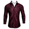 Barry Wang Rosso Paisley Camicie di seta brillante Uomo Autunno Manica lunga Camicie casual a fiori per uomo Abito firmato BCY-011228O