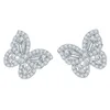Nuove donne affascinanti orecchini orecchini in argento 925 orecchini a farfalla VVS Moissanite orecchini a bottone bel regalo per ragazze donne