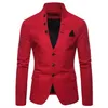 Heren Casual Shirts Blazer Multi-knop Decoratie Opstaande Kraag Mannelijke Mode Slanke Effen Kleur Jasje Jurk Stage Party 231016