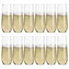Disposable Cups Straws 12 Pack Plastic Stemless Champagne Flutes Wedding Family Gathering