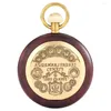 Карманные часы Элегантный золотой корпус для часов из красного сандалового дерева, римские цифры, черный циферблат, механический кулон с автоматическим заводом, подарок