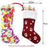 18 pollici grande calza di Natale cane gatto zampa stampa modello fiocco di neve calze appese rosso verde decorazioni natalizie sacchetto regalo ornamento dell'albero di Natale