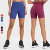 Lu Lu Yoga Donna Vita alta Abbigliamento sportivo a coste Donna Pancia Controllo Butt Palestra Fitness Allenamento Pantaloncini da motociclista Lu Lememm Wokrout